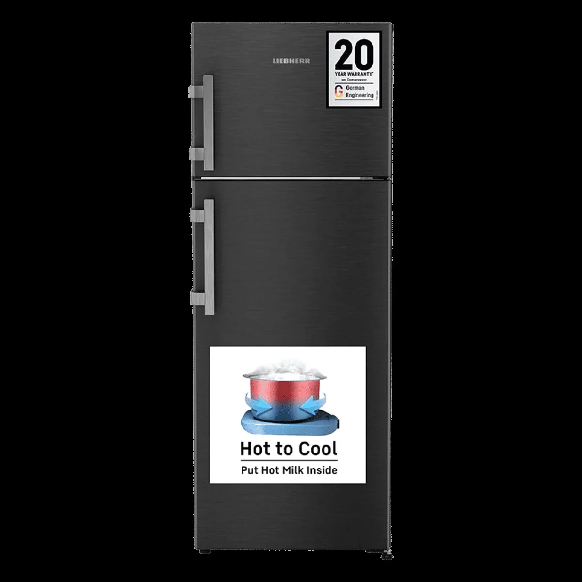 LIEBHERR Pure 269 Litres 2 Star Frost Free Double Door Refrigerator with Stabilizer Free Operation (TCLbsB 2711, Black Steel)