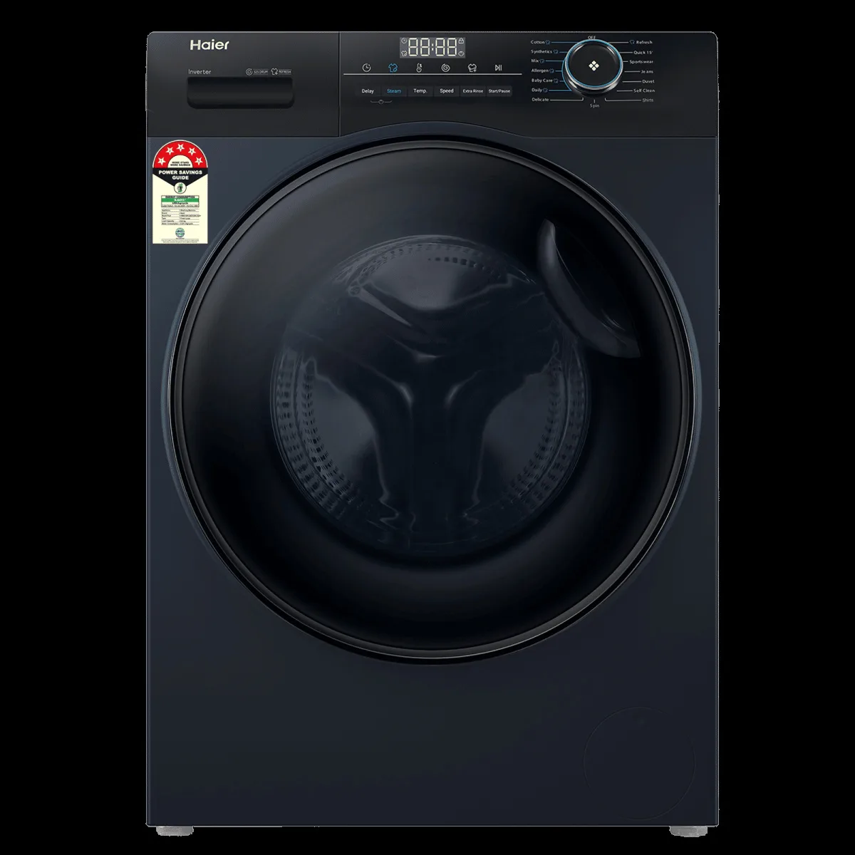 Haier 8 kg 5 Star Inverter Fully Automatic Front Load Washing Machine (HW80-IM12929CBK, Anti Bacterial Technology, Black)