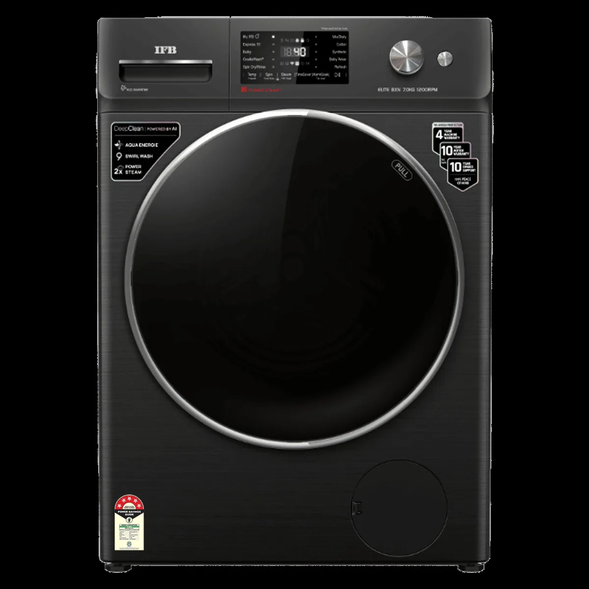 IFB 7 kg 5 Star Wi-Fi Fully Automatic Front Load Washing Machine (Elite BXN 7012HK, Eco Inverter Motor, Black Hairline)