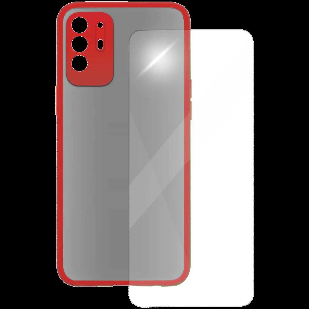 ARROW Camera Duplex Screen Protector & Polycarbonate Back Cover Combo for oppo F19 Pro Plus (Anti Scratch Design, Red)