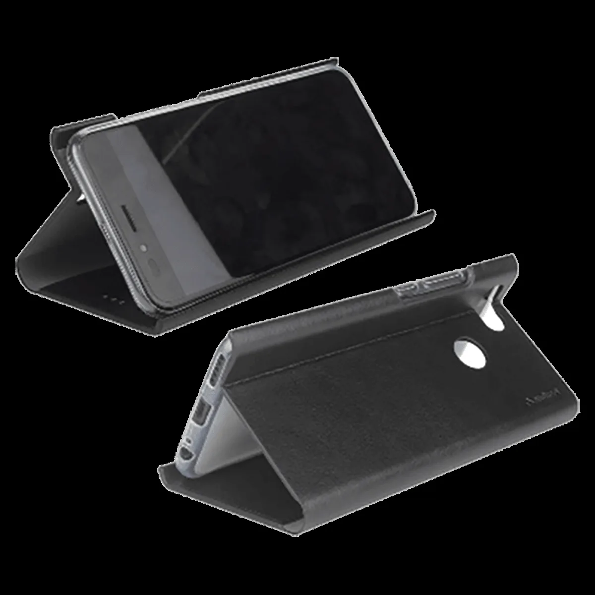 stuffcool Flipit Soft Leather Flip Cover for oppo A1K (Built-in Stand, Black)