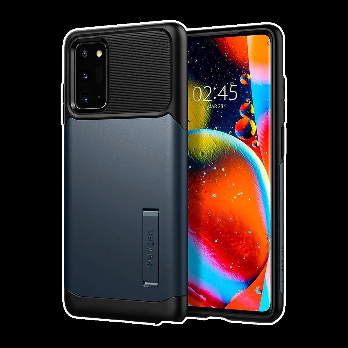 spigen Slim Armor TPU & Polycarbonate Back Case with Stand for SAMSUNG Galaxy Note 20 (Wireless Charging Compatible, Metal)