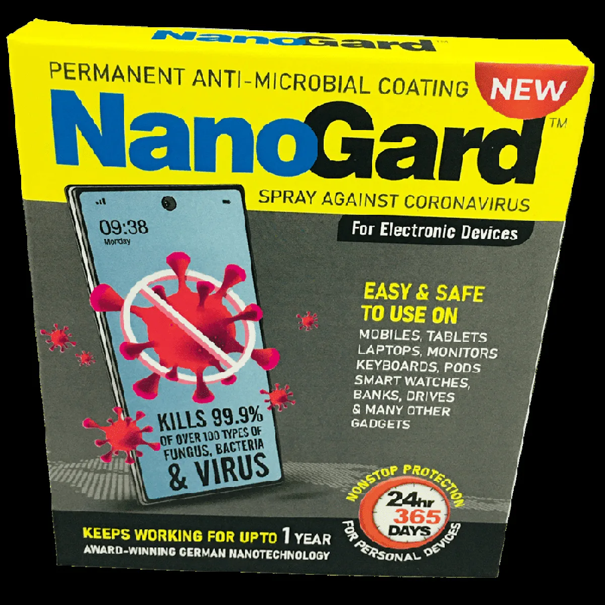 NanoGard Disinfectant Solution Spray (Antimicrobial Scren, N91501, Transparent)