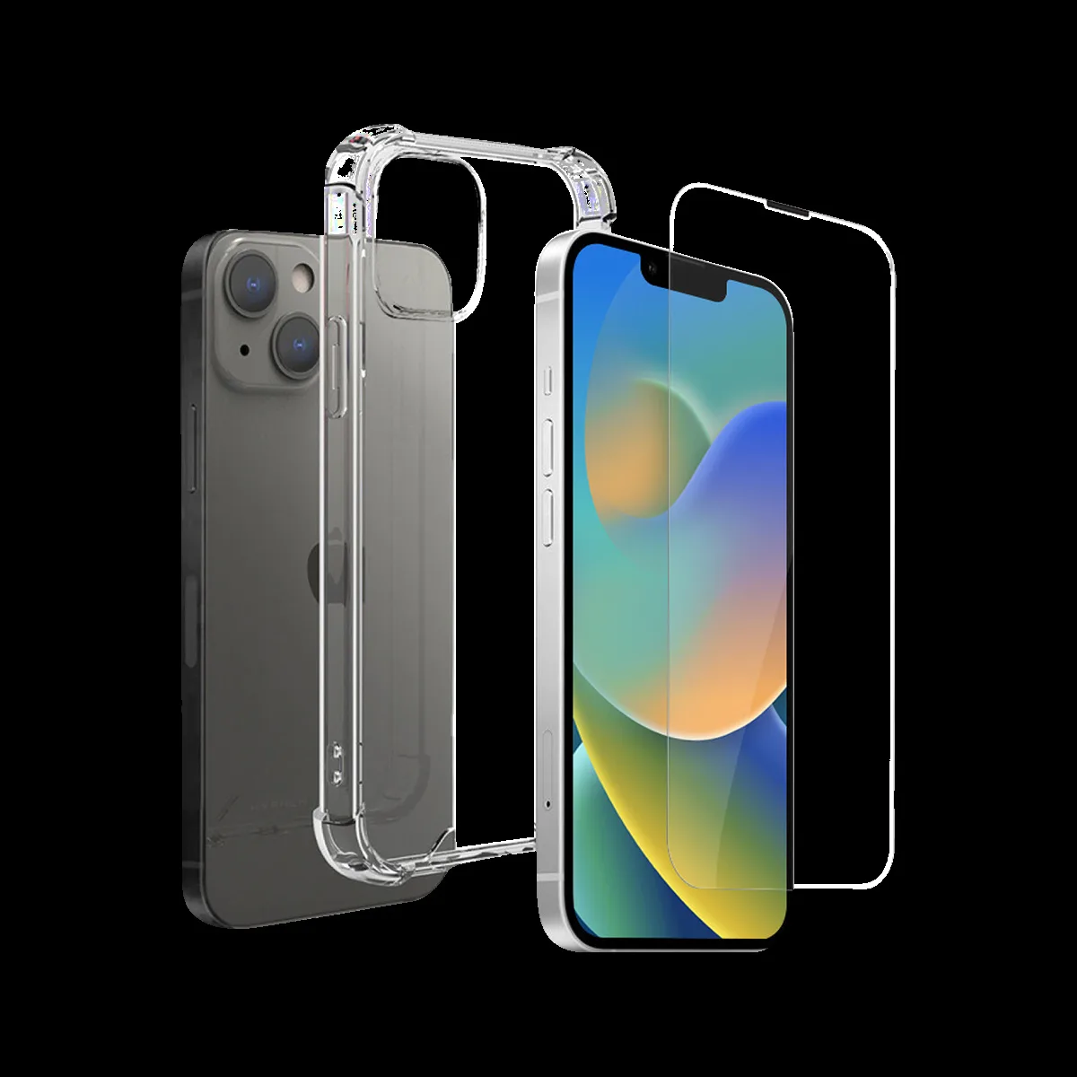 HYPHEN Duro Tempered Glass & TPU, Polycarbonate Back Cover Combo for Apple iPhone 14 (Wireless Charging Compatible, Clear)