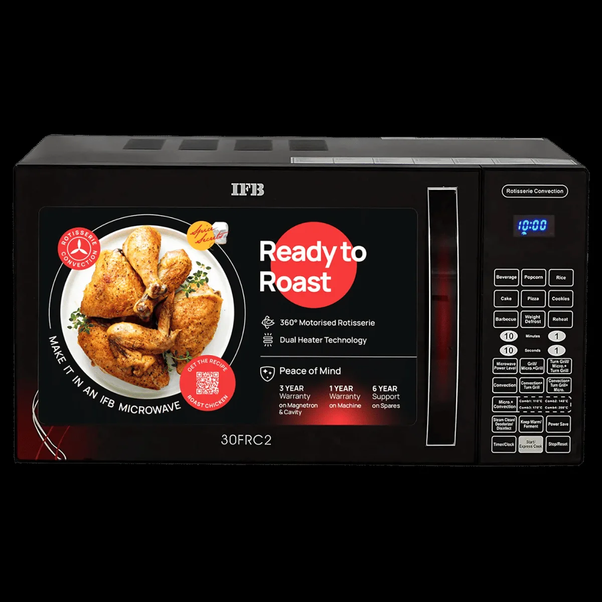IFB 30FRC2 30L Convection Microwave Oven with 101 Autocook Menus (Black Floral)
