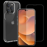 HYPHEN Duro Tempered Glass & TPU, Polycarbonate Back Cover Combo for Apple iPhone 14 Pro Max (Wireless Charging Compatible, Clear)