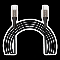 POWERUP Type C to Type C 4.9 Feet (1.5M) Cable (Reversible Design, Black)
