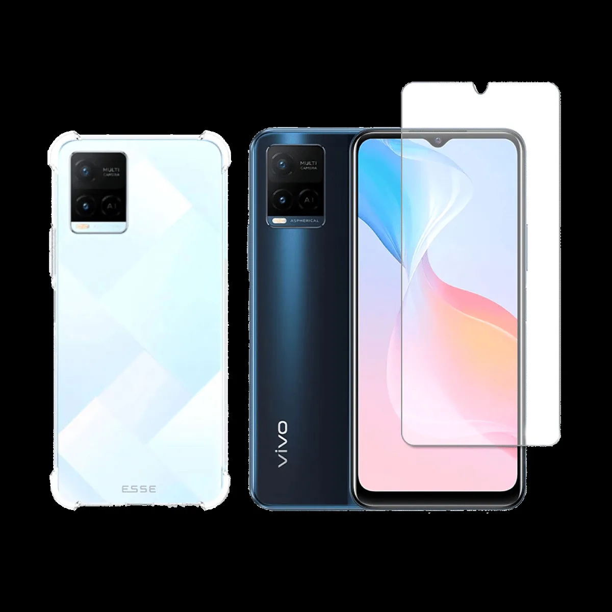 ESSE Screen Protector & TPU Back Cover Combo for vivo Y21 (Drop Protection, Clear)