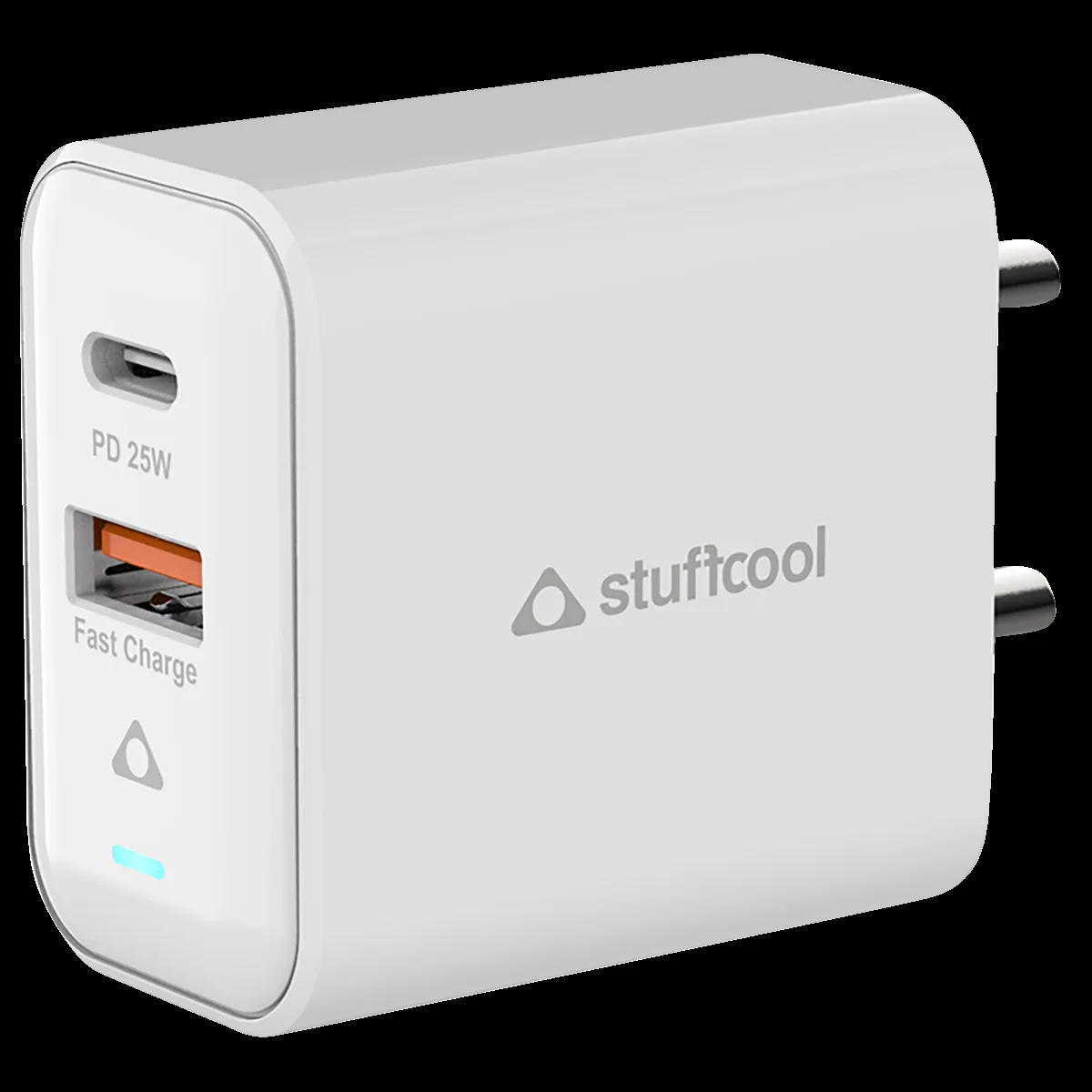 Stuffcool Flow 25W Type A & Type C 2-Port Fast Charger (Adapter Only, BIS Approved, White)