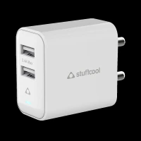 Stuffcool Flow 12W Type A 2-Port Charger (Adapter Only, Over Temperature Protection, White)