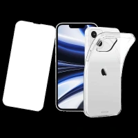 ESSE AIRSKIN Tempered Glass & Soft TPU Back Cover Combo for Apple iPhone 14 Plus (Wireless Charging Compatible, Clear)