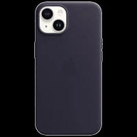 Apple Soft Leather Back Cover for Apple iPhone 14 (MagSafe Charging Support, Ink)