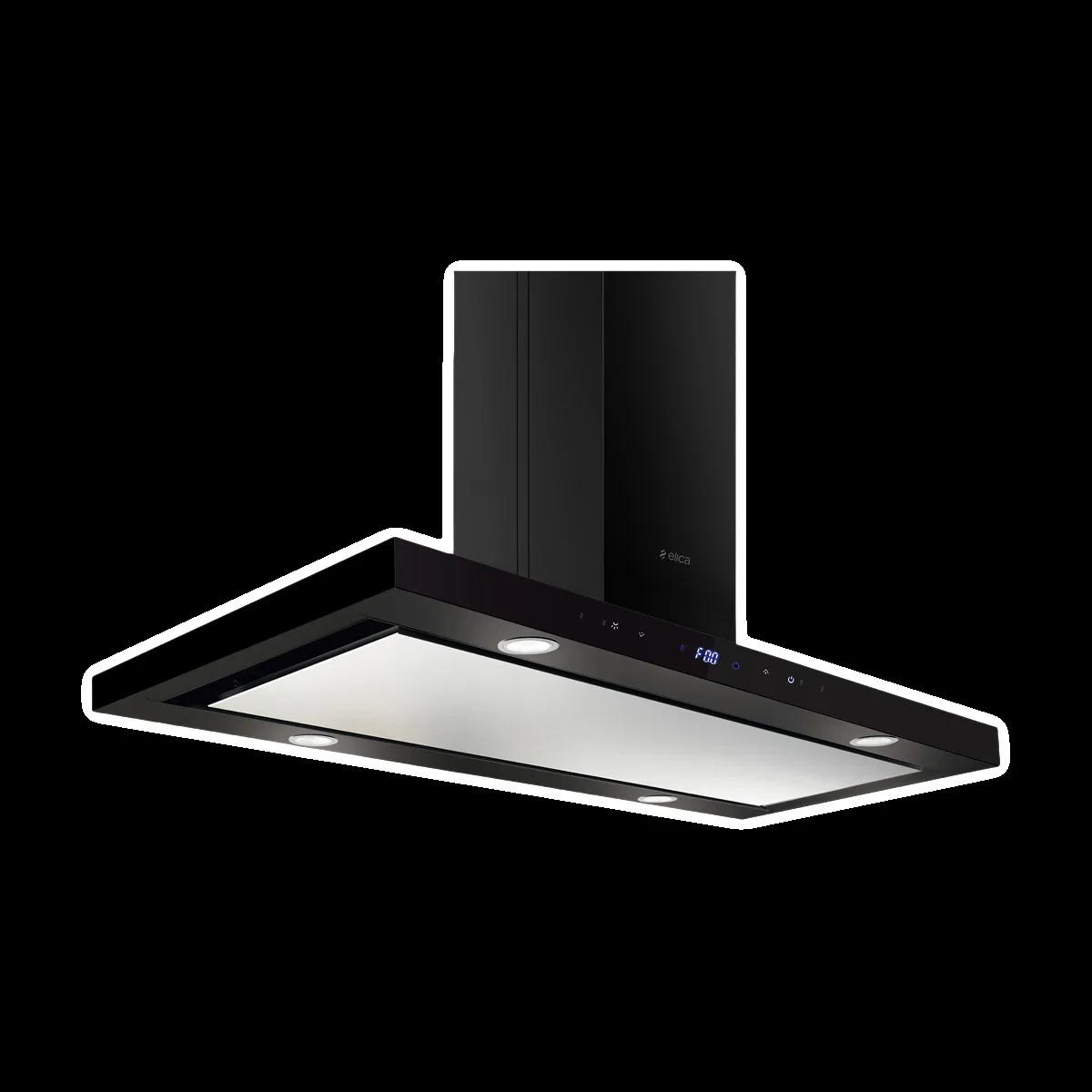 elica ISMART SPOT H4 EDS ISLAND LTW 90 NERO 90cm Ducted Ceiling Mounted Chimney with Touch Control Panel (Black)