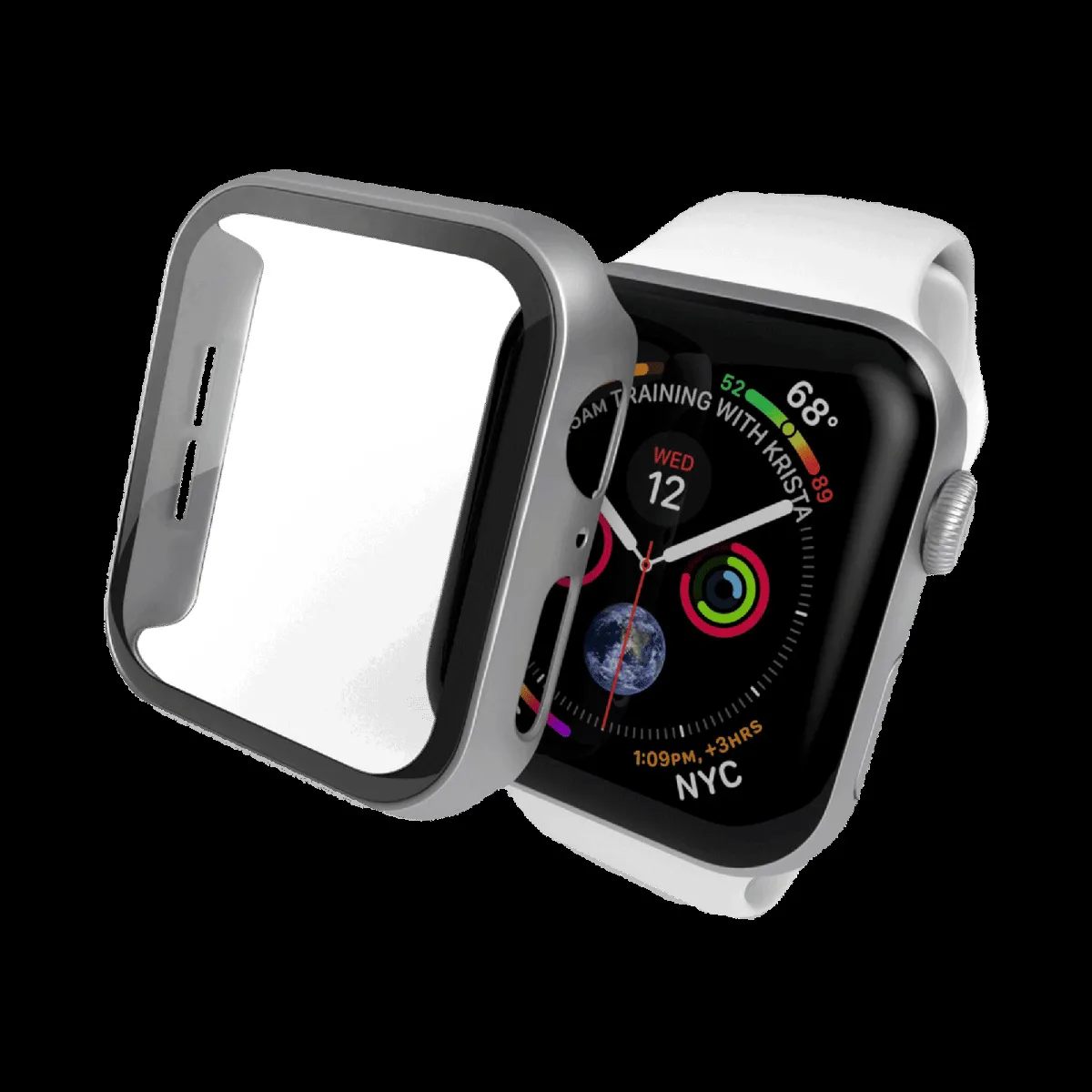 Hyphen DEFENDR TPU Bumper Case for Apple Watch Series SE, 4, 5 & 6 (40mm) (Touch Sensitive Tempered Glass, Silver)