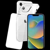 HYPHEN Aire Tempered Glass & TPU, Polycarbonate Back Cover Combo for Apple iPhone 14 (Wireless Charging Compatible, Clear)