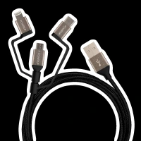 POWERUP Type A to Type C, Micro USB, Lightning 4.9 Feet (1.5M) 3-in-1 Cable (Anodised Aluminium Head, Black)