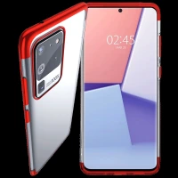 in base Luxury Polyurethane Back Cover for SAMSUNG Galaxy S20 Ultra (Lightweight, Clear with Red)