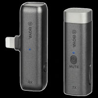 Boya Type C & 3.5 Jack Wireless Microphone with 2.4GHz Transmission Technology (Black)