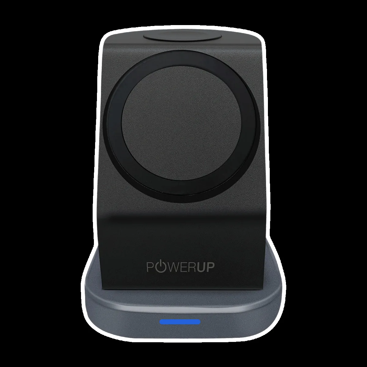 POWERUP 23W 3-in-1 Wireless Charger for iWatch Series 7, 6, 5, 4, 3, 2, 1, AirPods & iPhone (Multi-Layer Protection, Black)