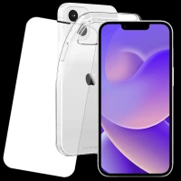 HYPHEN Aire Tempered Glass & TPU, Polycarbonate Back Cover Combo for Apple iPhone 14 Plus (Wireless Charging Compatible, Clear)