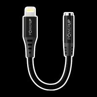 POWERUP Lightning Connector to 3.5mm Stereo 0.40 Feet (0.12 M) Cable (Inbuilt DAC Chip, Black)