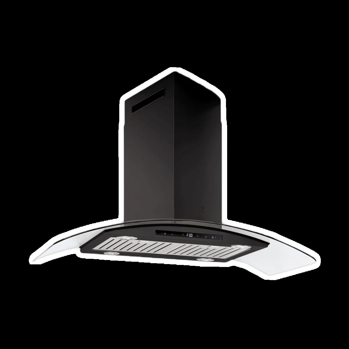 elica ISMART GLACE TRIM BF ISLAND LTW 90 90cm Ductless Ceiling Mounted Chimney with Motion Sensor (Black)
