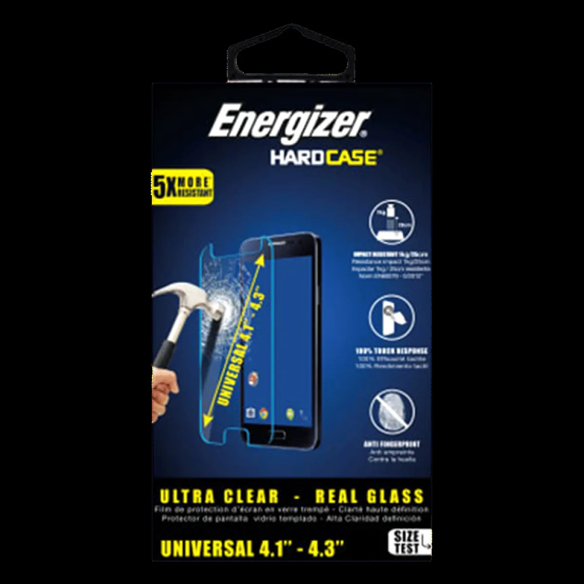 Energizer Universal Tempered Glass Screen Guard for Mobiles (Fingerprint Resistant)