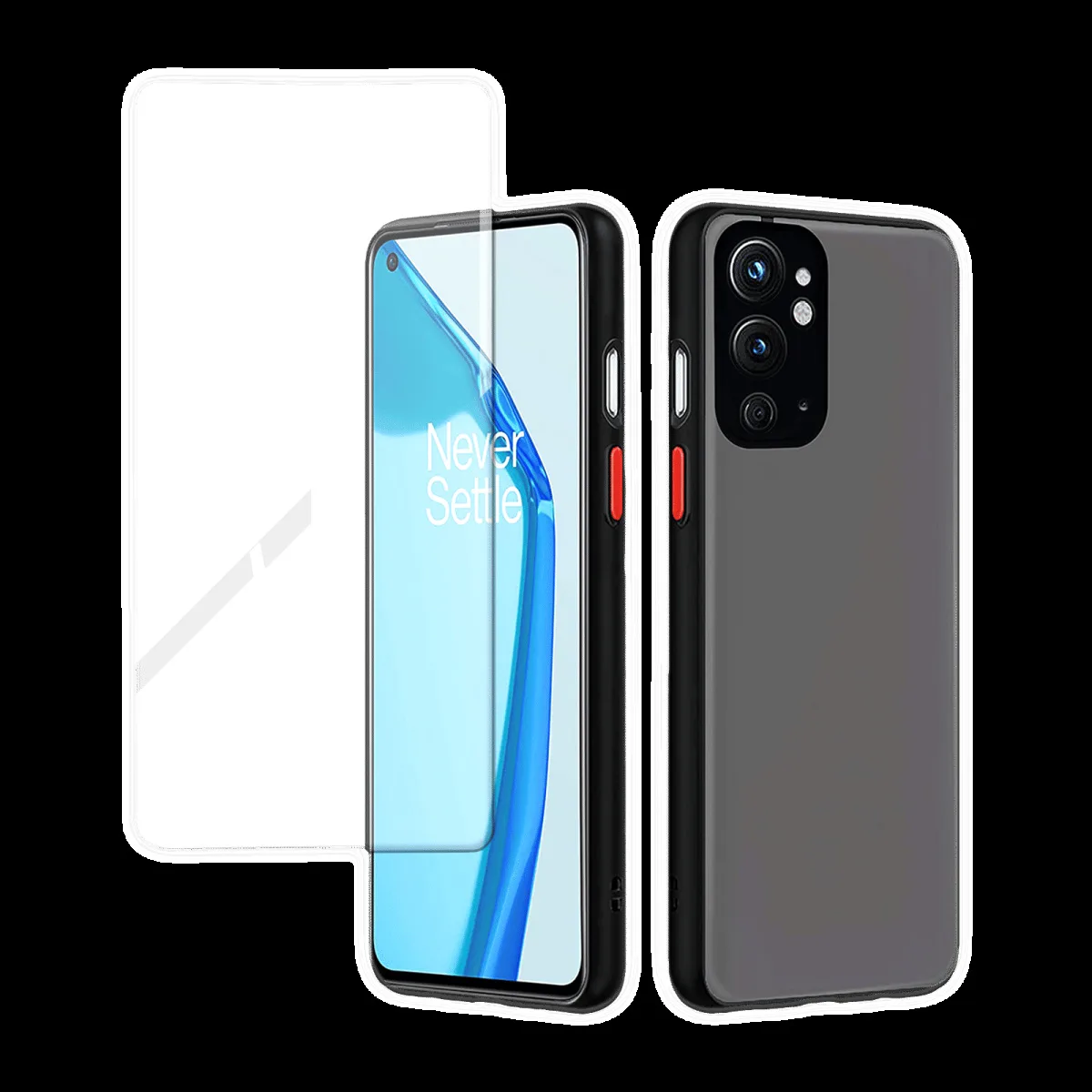 Arrow Duplex Tempered Glass & Polycarbonate Back Cover Combo for OnePlus 9RT (Anti Scratch Design, Black)