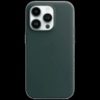 Apple Soft Leather Back Cover for Apple iPhone 14 Pro (MagSafe Charging Support, Forest Green)
