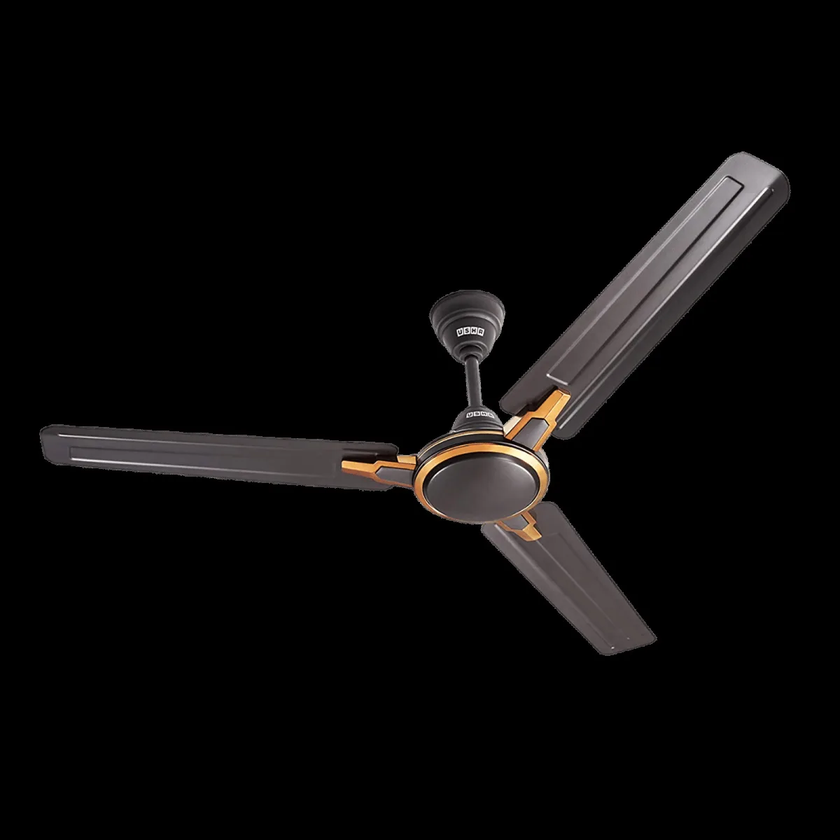 USHA Racer Chrome 1 Star 1200mm 3 Blade Copper Motor Ceiling Fan (Low Voltage, Smoke Brown)