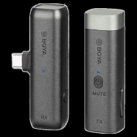 Boya Type C & 3.5 Jack Wireless Microphone with 2.4GHz Transmission Technology (Black)