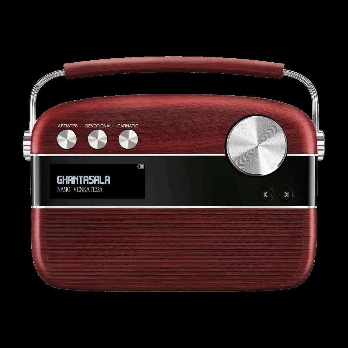 SAREGAMA Carvaan Telugu Music Player (50 Plus Dedicated Stations, SC03, Cherrywood Red)