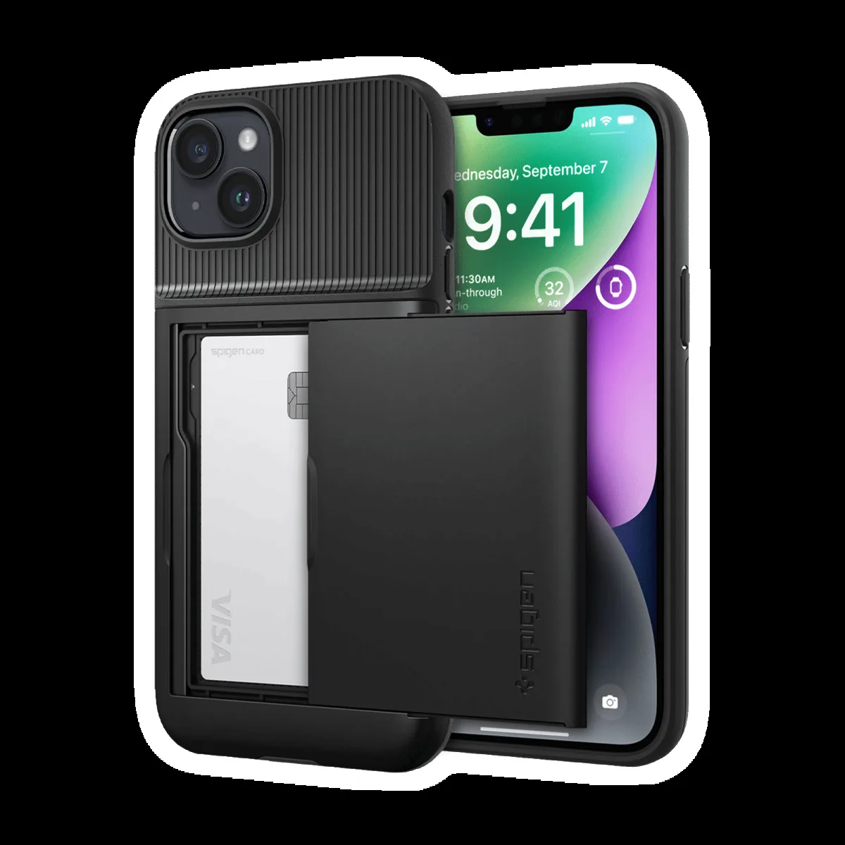 spigen Slim Armor CS TPU & Polycarbonate Back Case for Apple iPhone 14 (Air Cushion Technology, Black)