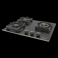 Sunflame SHA 360 SBS Toughened Glass Top 3 Burner Automatic Hob (Flame Failure Device, Black)