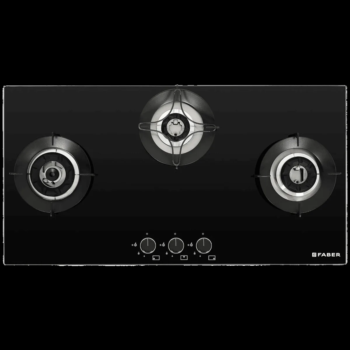 FABER SUPERIA HT903 BR AI Toughened Glass Top 3 Burner Automatic Gas Hob (Fully Concealed Drip Tray, Black)
