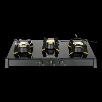 FABER GENIUS 753 AI Toughened Glass Top 3 Burner Manual Hob (Cast Iron Pan Support, Black)