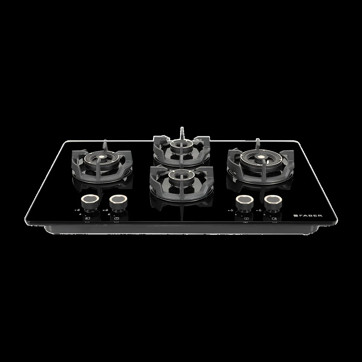 Faber Experia HT754 BR AL AI FFD IN Toughened Glass Top 4 Burner Automatic Hob (Spill-Proof Design, Black)
