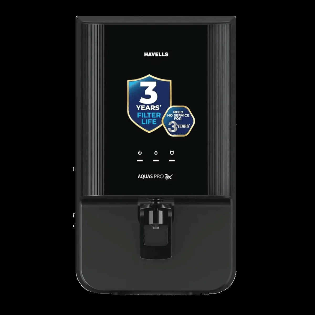 Havells Aquas Pro 3X 7L RO + UV Water Purifier with Bacteriostatic Taste Enhancer (Black)