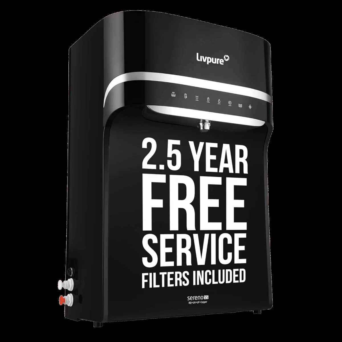 Livpure Sereno 5.5L RO + UV + UF + Copper Water Purifier with High Recovery Technology (Black)