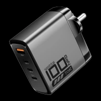 boAt 100W USB A & Type C 4-Port Fast Charger (Adapter Only, 12-Layer Smart IC Protection, Ash Grey)