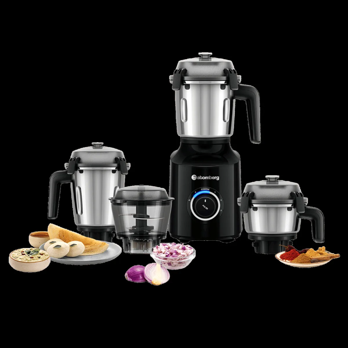 Atomberg Zenova 550 Watt 4 Jars Mixer Grinder (18000 RPM, Hands Free Operation, Black)
