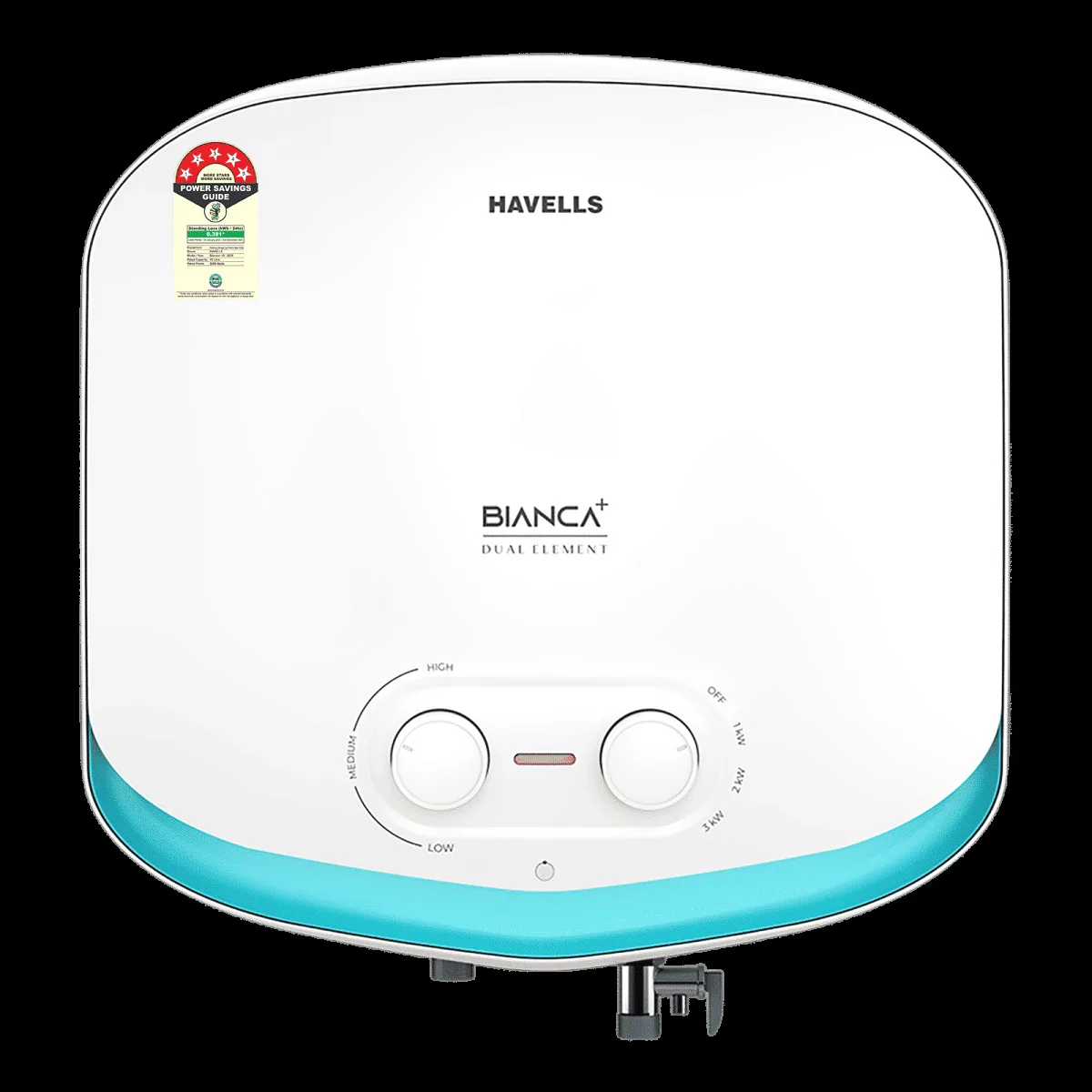 HAVELLS Bianca Plus 15 Litres 5 Star Storage Geyser with Whirlflow Technology (White & Blue)