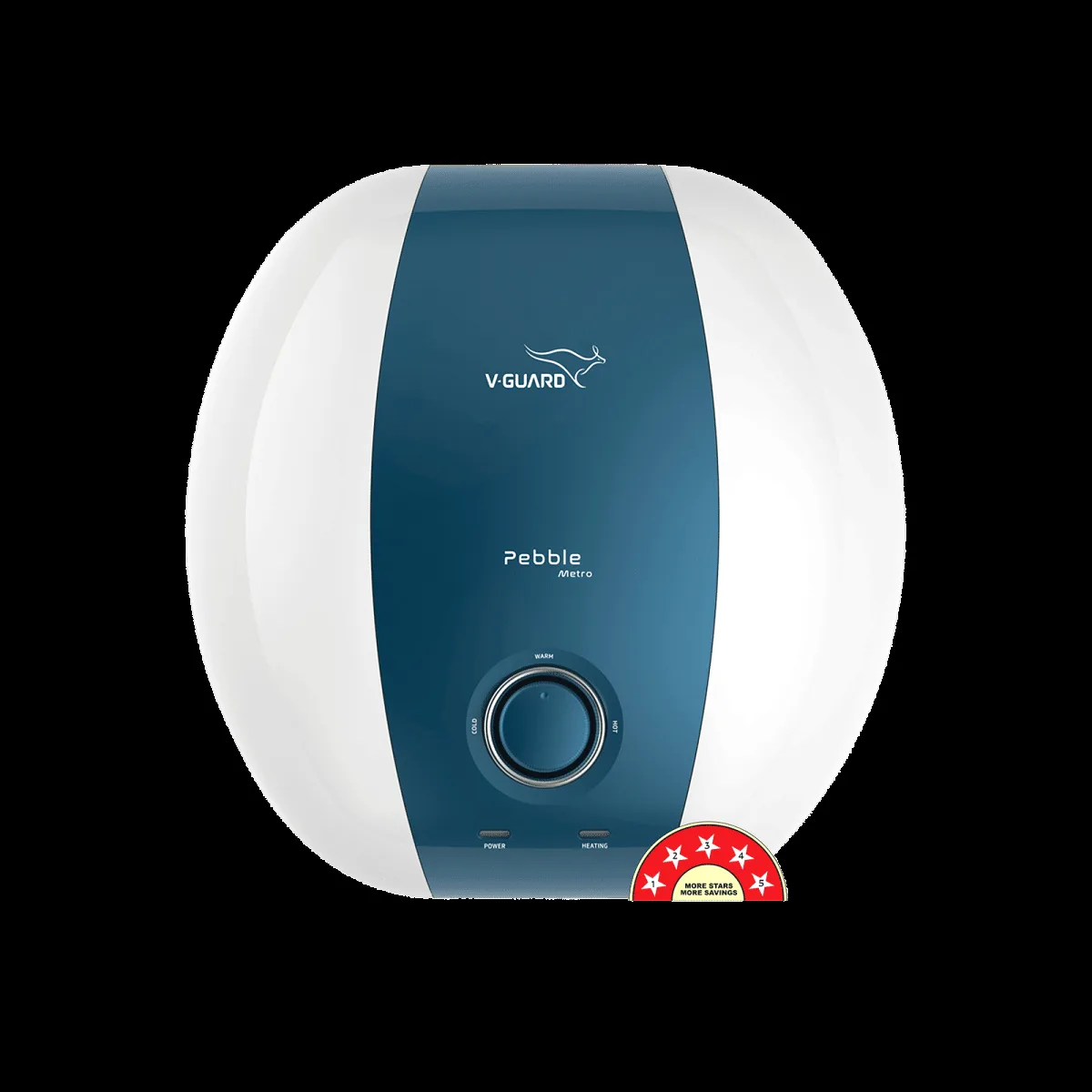 V-Guard Pebble Metro 10 Litre 5 Star Vertical Storage Geyser with Energy Saving Technology (White)