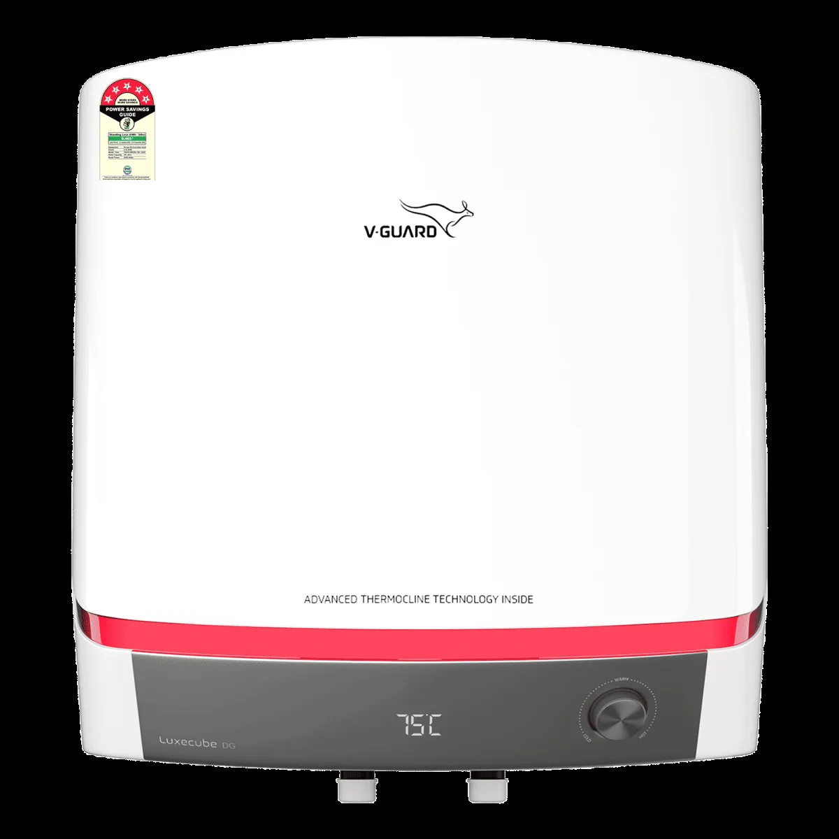 V-GUARD LUXECUBE DG 25 Litre 5 Star Vertical Storage Geyser with Advanced Thermocline Technology (White)