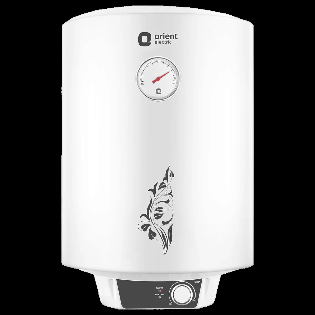 Orient Urja Plus 15 Litre 4 Star Vertical Storage Geyser with Glassline Coated Steel Tank (White and Black)