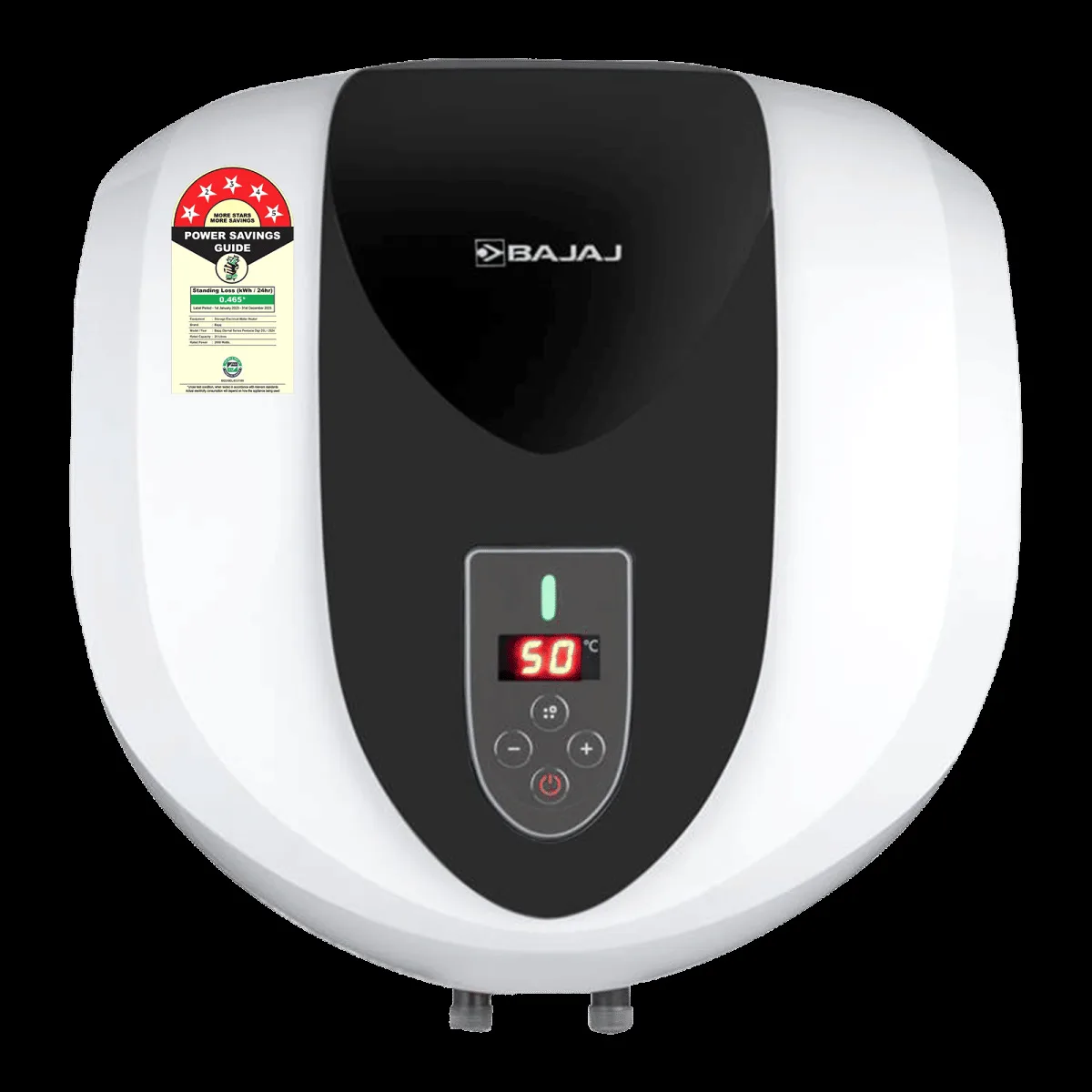 BAJAJ Eternal Pentacle Digi 25 Litre 5 Star Vertical Storage Geyser with Swirlflow Technology (White & Black)