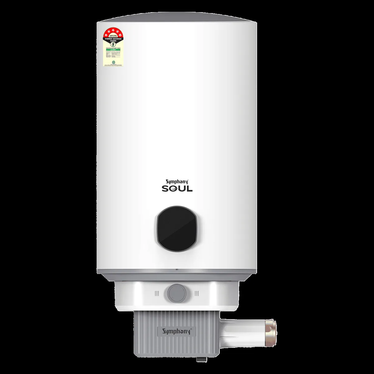 Symphony Soul 25 Litre 5 Star Vertical Storage Geyser with Hair Fall Control (White & Grey)