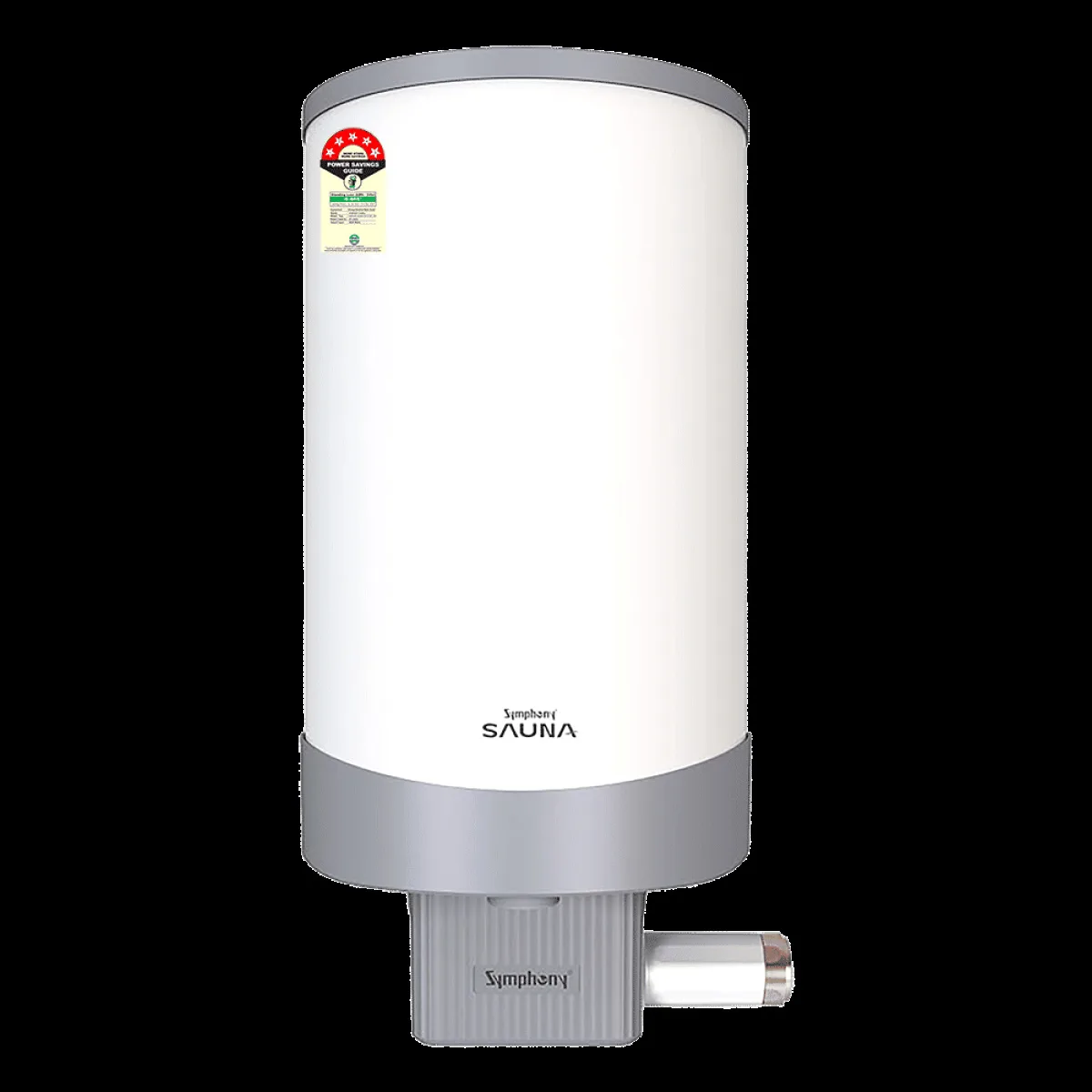 Symphony Sauna 25 Litre 5 Star Vertical Storage Geyser with Hair Fall Control (White & Grey)