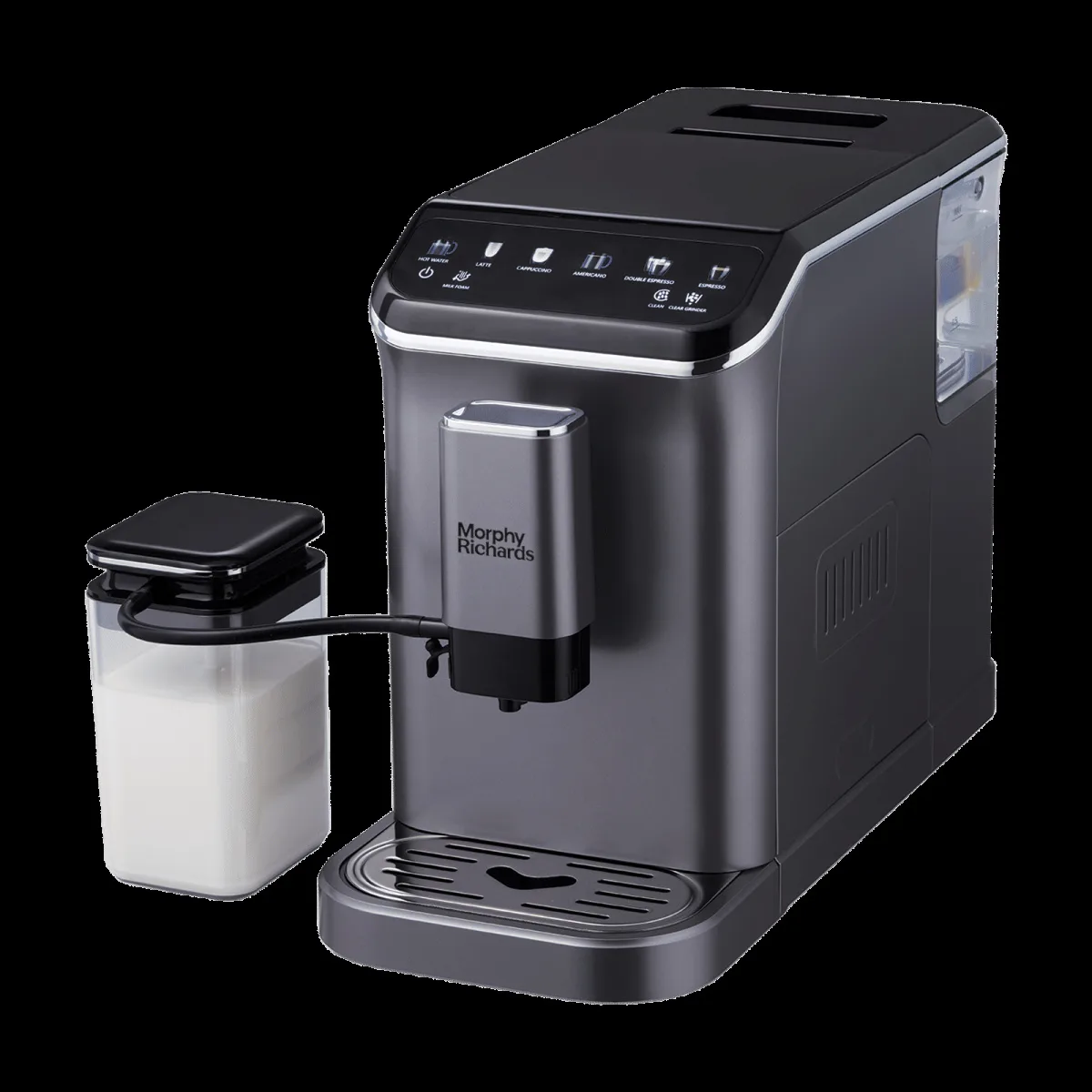 morphy richards Cafe Artisan 1350 Watt Automatic Espresso, Cappuccino & Latte Coffee Maker with In-built Milk Frothing System (Black & Titanium)