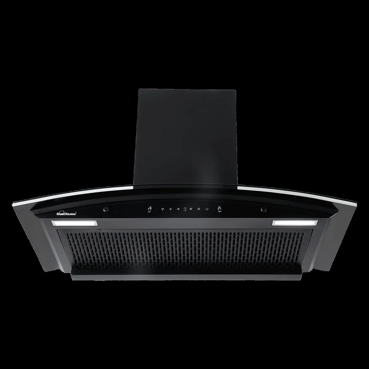Sunflame Genial 90cm 1350m3/hr Ducted Auto Clean Wall Mounted Chimney with Motion Sensor Control (Black)